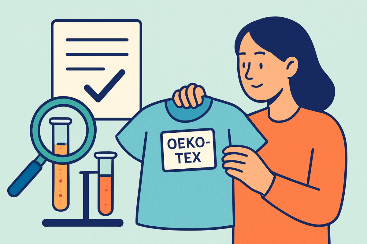OEKO-TEX-merkintä vaatteessa – haitta-aineiden testaus